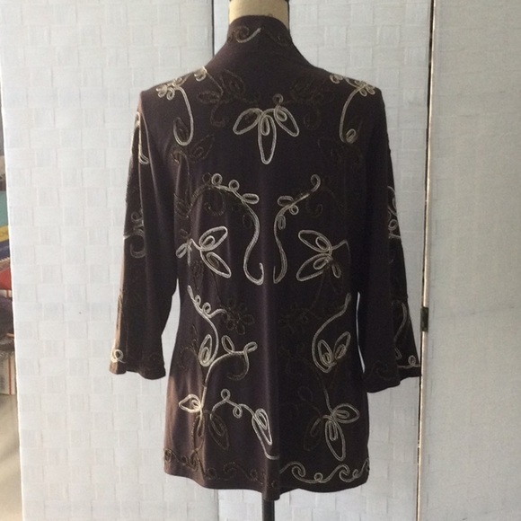 Chic Embroidered Brown Jacket.  #640 - Picture 3 of 7